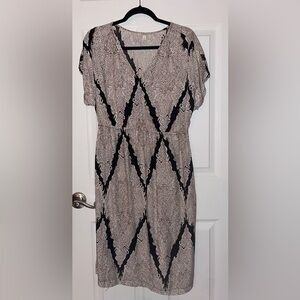 Sonoma Cream and Brown Paisley Lightweight Dress Large